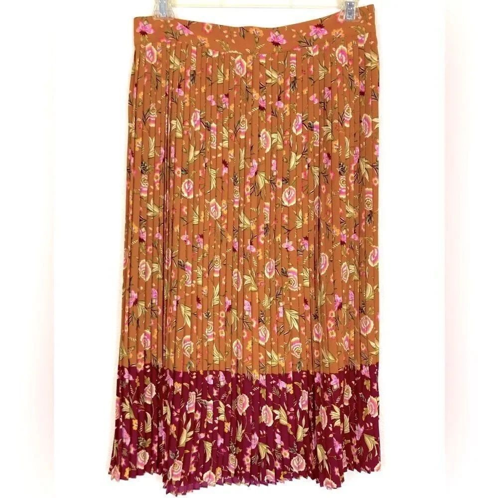 LOFT NWOT Cottagecore Prairie Pleated Floral Midi Skirt in Beautiful colors
